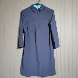 Title Nine Wren Utility Shirt Dress Collard Zipper Pockets Blue Women's Small